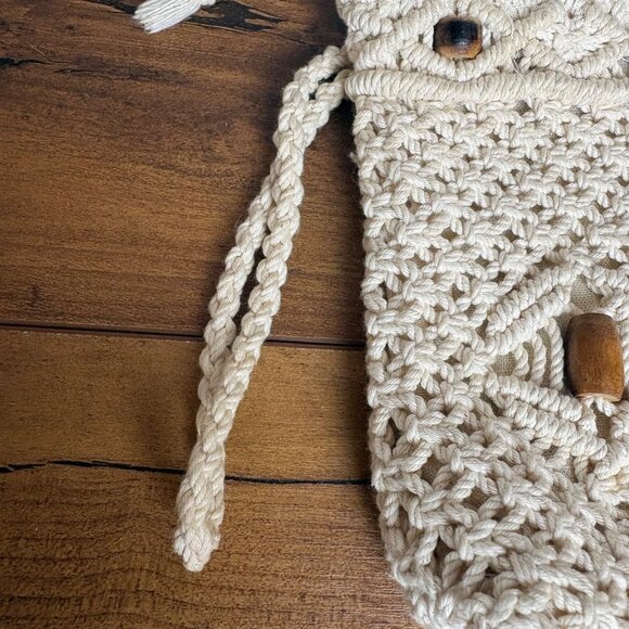 Handmade Macrame Clutch With Wooden Beads & Zipper Closure Boho Retro vintage - Picture 7 of 9